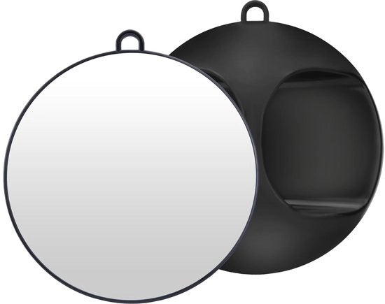 Specchietto professionale da barbiere - Manichino con impugnatura - Specchio rotondo - Portatile - 28 cm - Nero