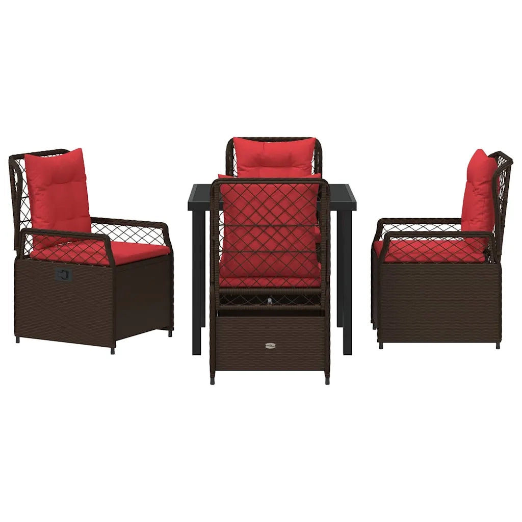 Set da Pranzo per Giardino 5 pcs Marrone polyrattan