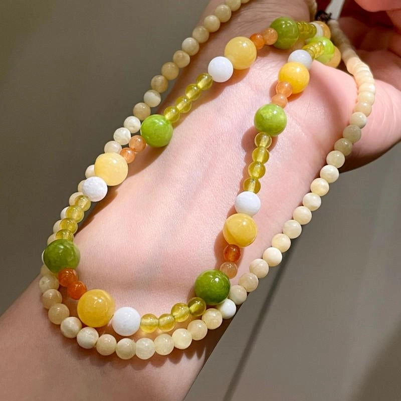 Collana fatta a mano con perline di cristallo di topazio e collana con pietre naturali colorate, regalo di Natale o compleanno.