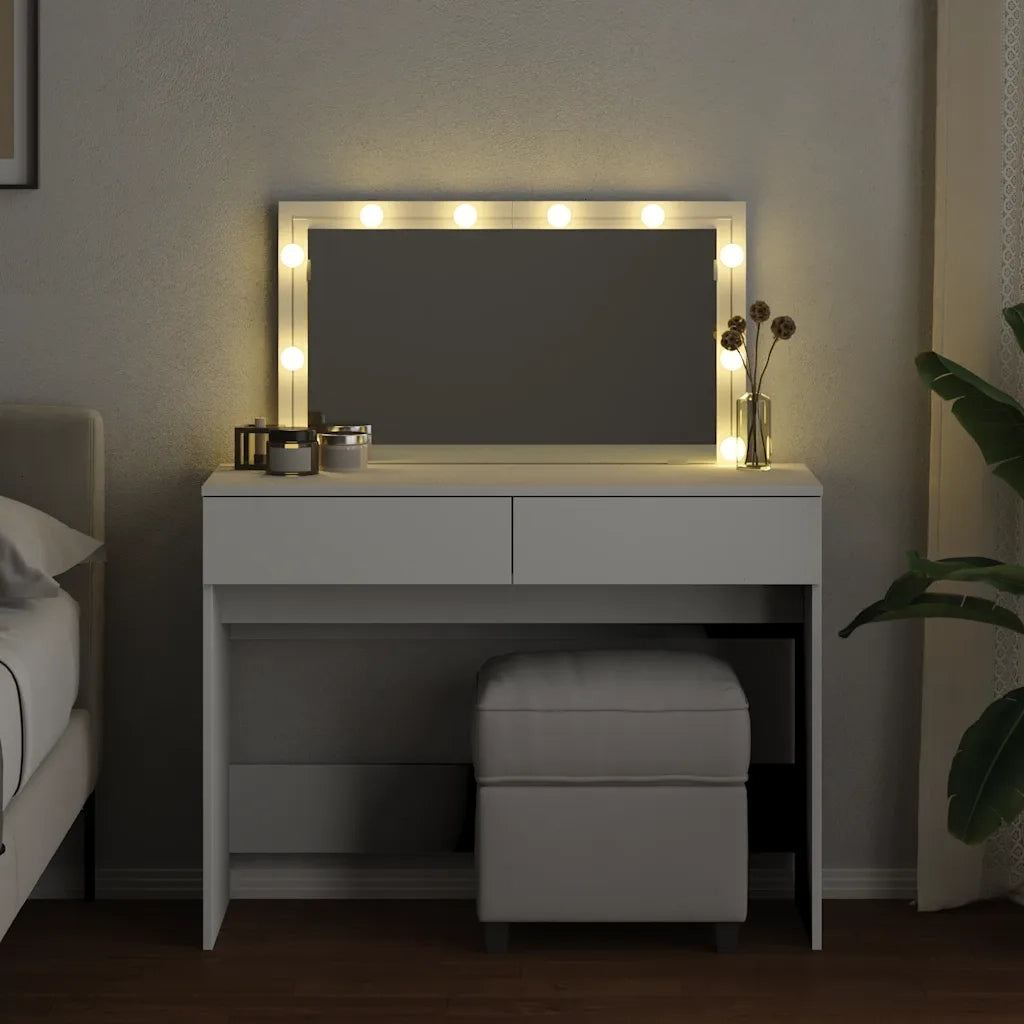 Toeletta | Tavolo da Trucco con LED Bianco 100x40x120 cm