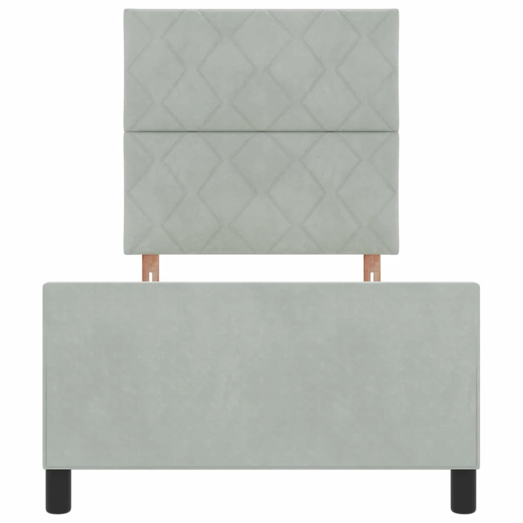 Letto a molle con testiera Grigio chiaro 90 x 200 cm Velluto