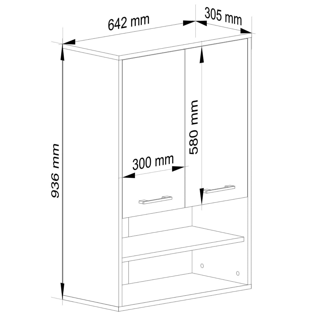 Mobile bagno sospeso AKORD FIN H934 W64 Quercia Sonoma 2 ante 64x94x30 cm