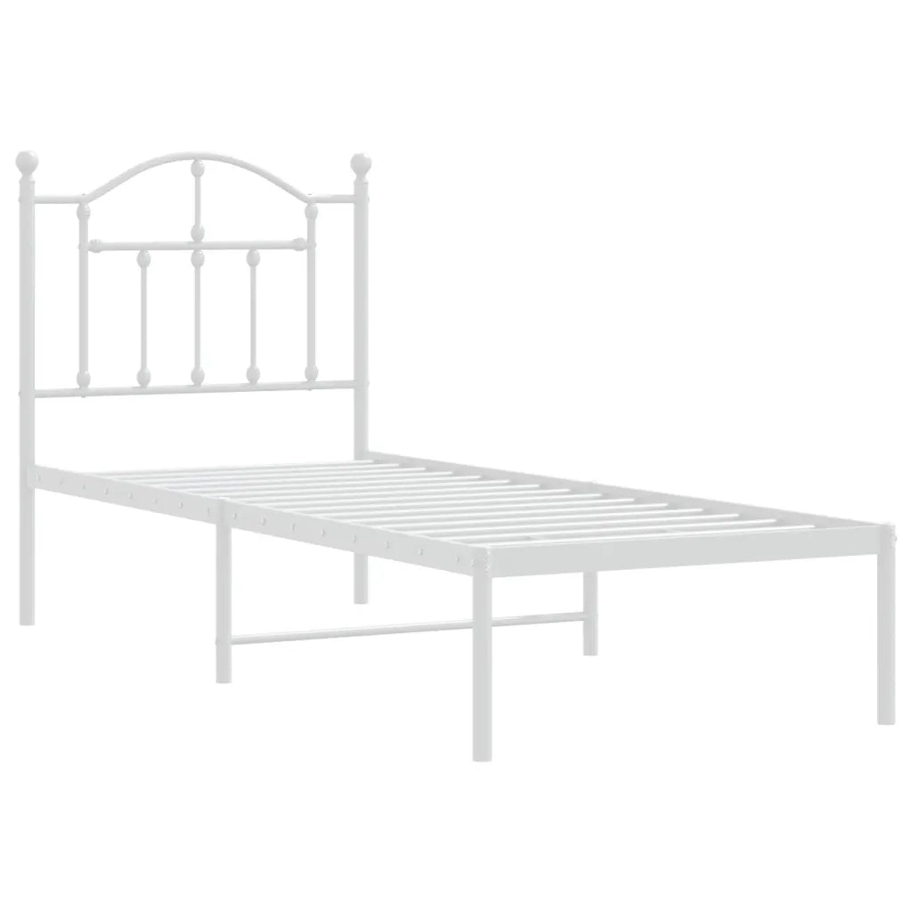 Giroletto senza Materasso con Testiera-Struttura Letto Metallo Bianco 75x190 cm 108188