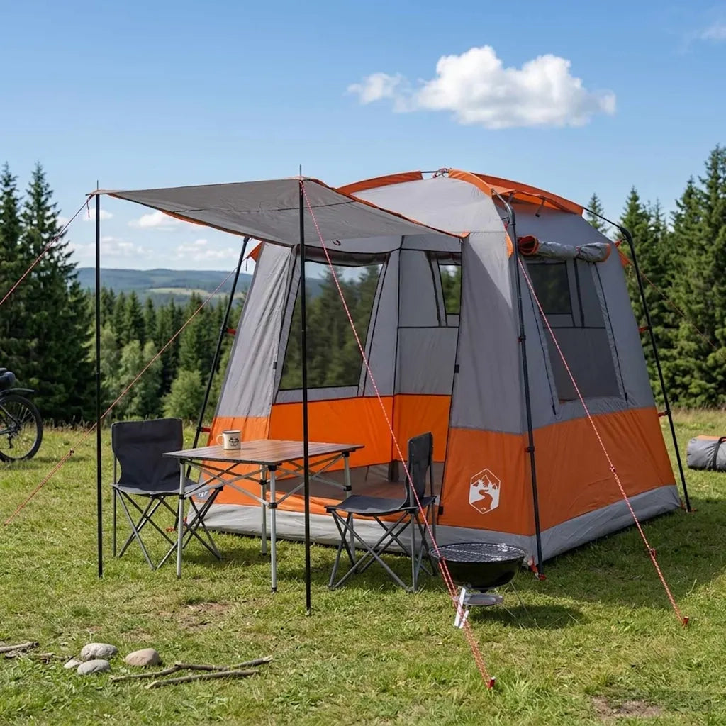 Tenda Party Grigio e arancione 4 persone 42017447