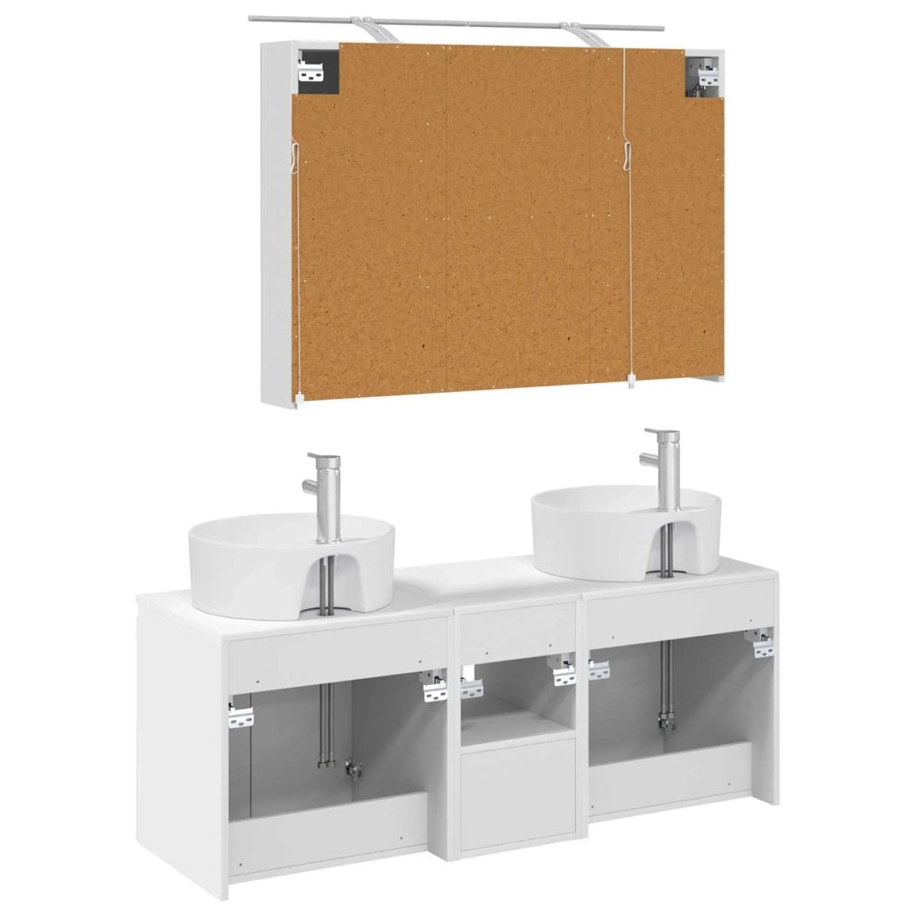 Set di Armadi da Bagno 4 pz Bianco Legno ingegnerizzato 3406455