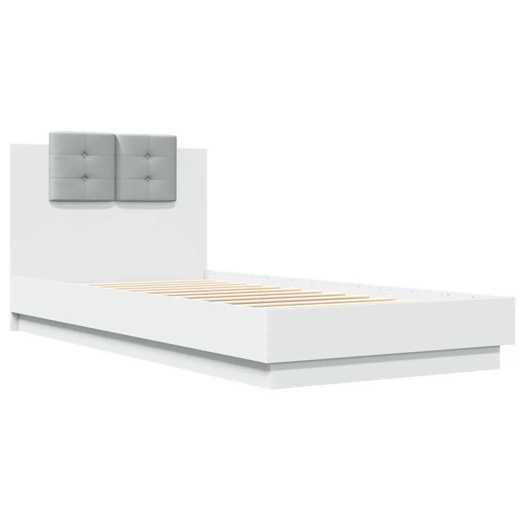 Giroletto con Testiera-Struttura Letto con testiera Bianco 100x200 cm in Legno Multistrato 618531