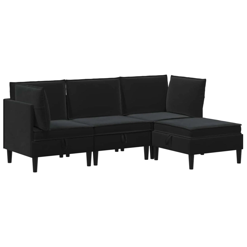 Set di mobili per il soggiorno con cuscino 4 pcs Nero Velluto 3413755