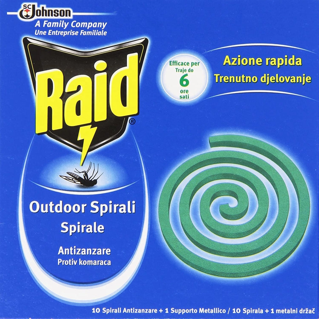 6 CONFEZIONI RAID SPIRALI ANTIZANZARE DA 10 PZ CIASCUNA