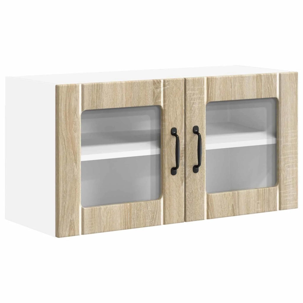 Pensile da cucina | Mobile in vetro da parete LUCCA Rovere Sonoma 80 x 31 x 40 cm