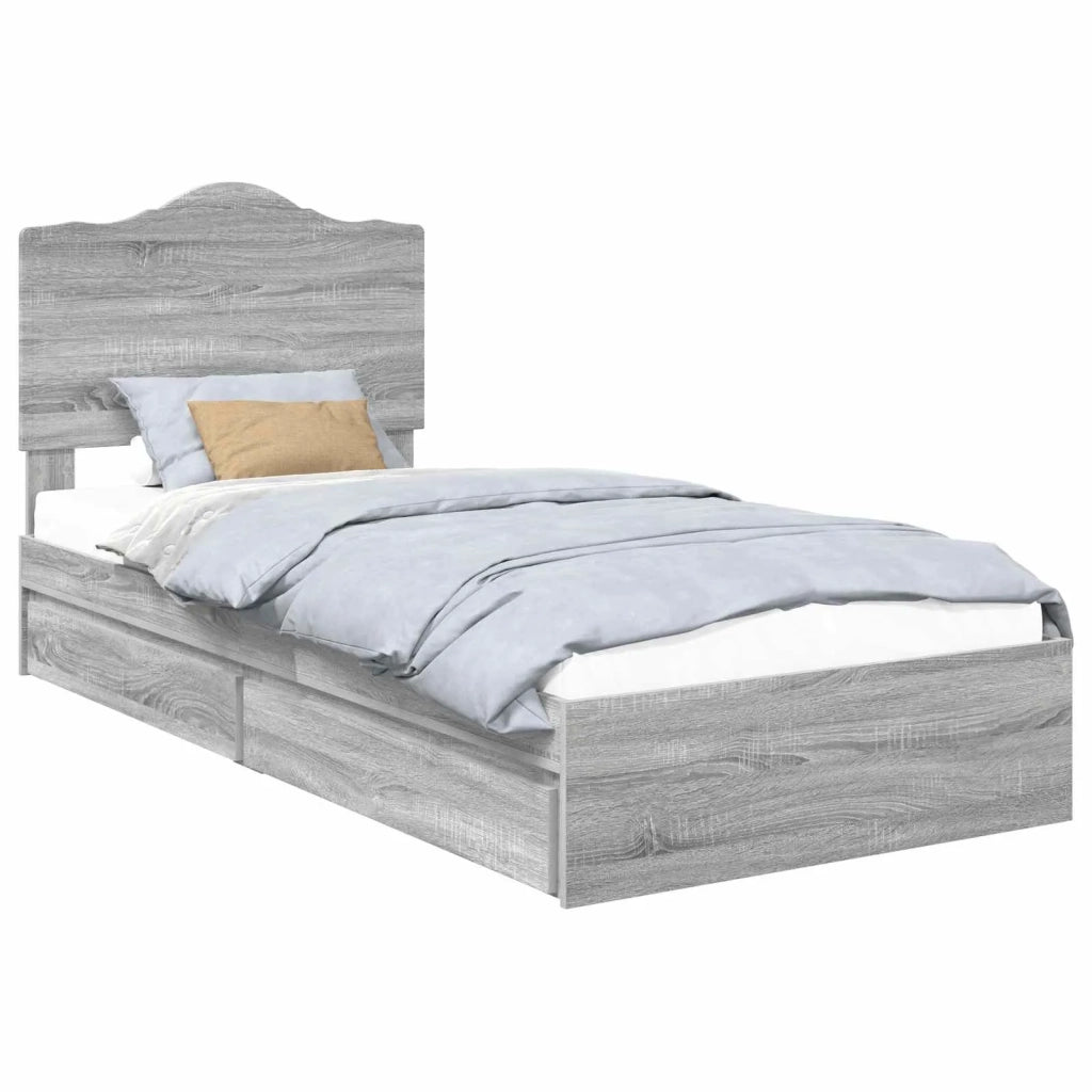 Letto con Contenitore con testiera-Struttura Letto con contenitore Grigio Sonoma 75 x 190 cm 877367