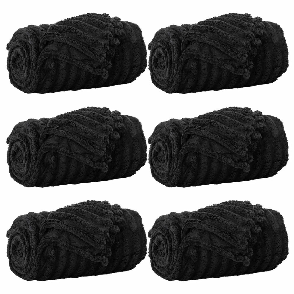 Coperte da Pile 6 pz Nero 200 x 150 cm Panno