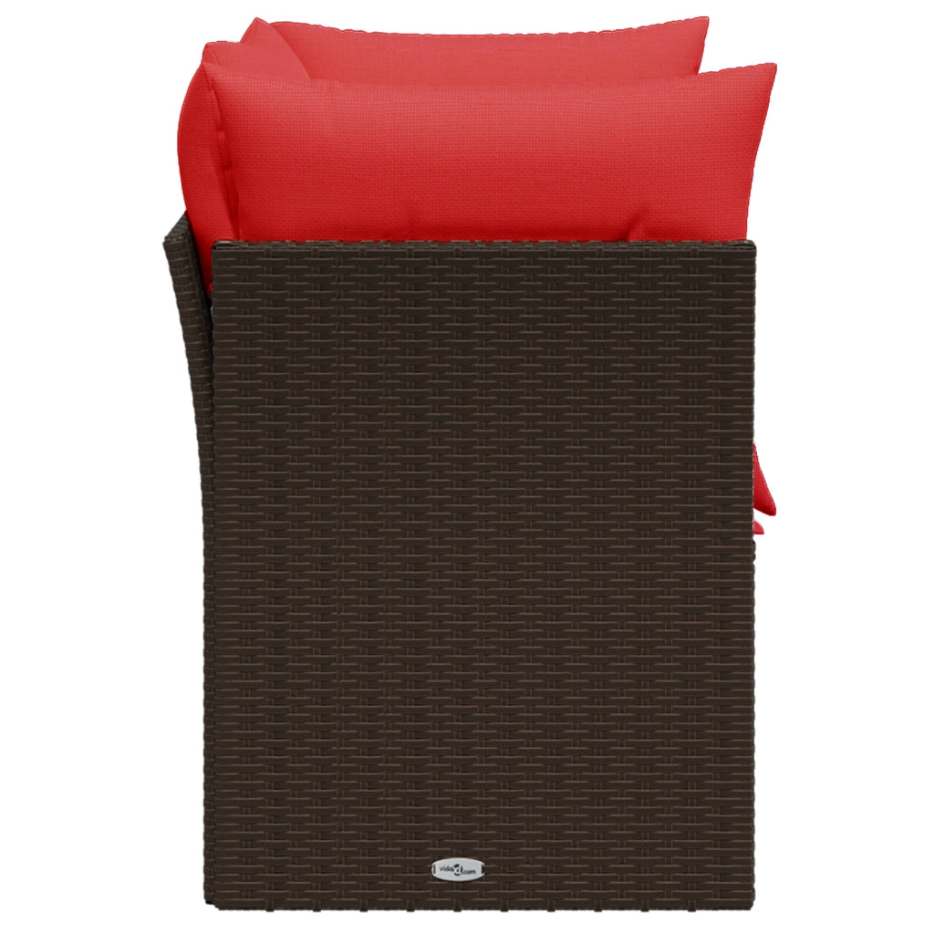 Divano da giardino con cuscini a 2 posti marrone in polyrattan 366226