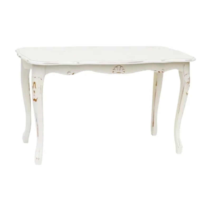 Tavolino rettangolare shabby legno bianco consumato 77x38x46 - Mobili 2G