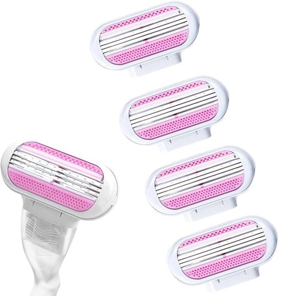 Set di schiarenti per donne - 4 contenitori di riserva - Acciaio inossidabile - 3 strati soffici - Per peli corporali/ascella - Materiale duraturo