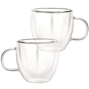 Lotto 2 bicchieri con doppia parete da 250 ml in vetro borosilicato Trasparente Cheffinger