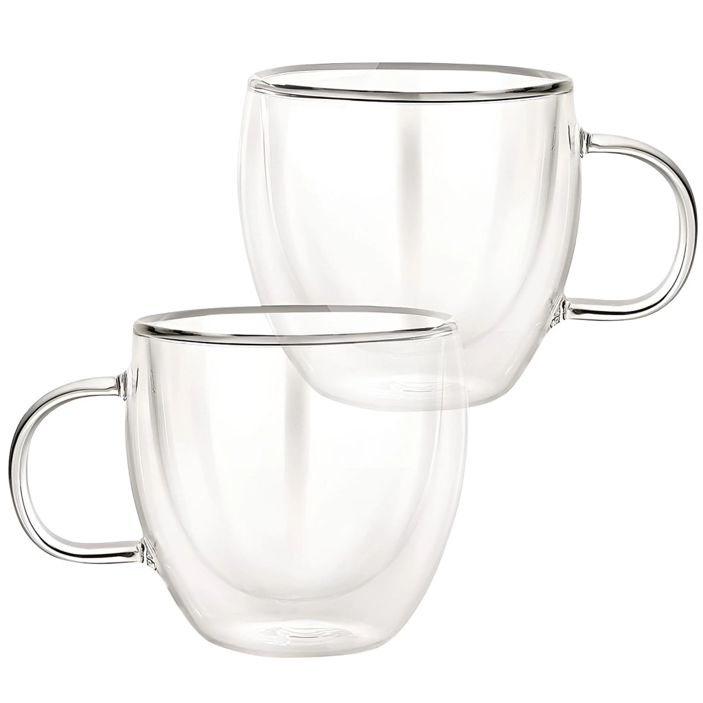 Lotto 2 bicchieri con doppia parete da 250 ml in vetro borosilicato Trasparente Cheffinger