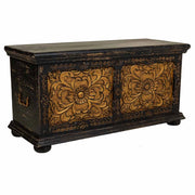 Cassapanca in legno artigianale nero 101x40x47