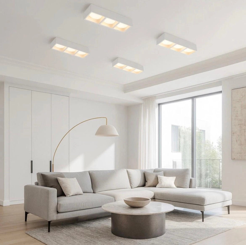 Applique in Gesso Rettangolare Verniciabile GX53 3 Luci – Plafoniera Soffitto 310x110 mm con Lampadine Incluse CCT