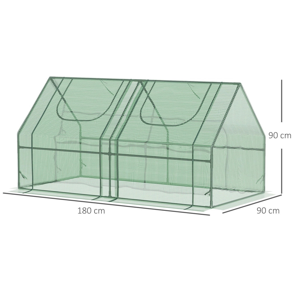 EasyComfort Serra per Piante Orto con 2 Coperture in PE e PVC, Struttura in Acciaio - Verde 180x90x90cm