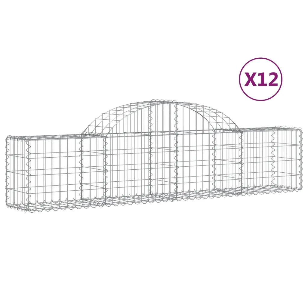 Cesti Gabbioni ad Arco 12 pz 200x30x40/60 cm Ferro Zincato 3146057