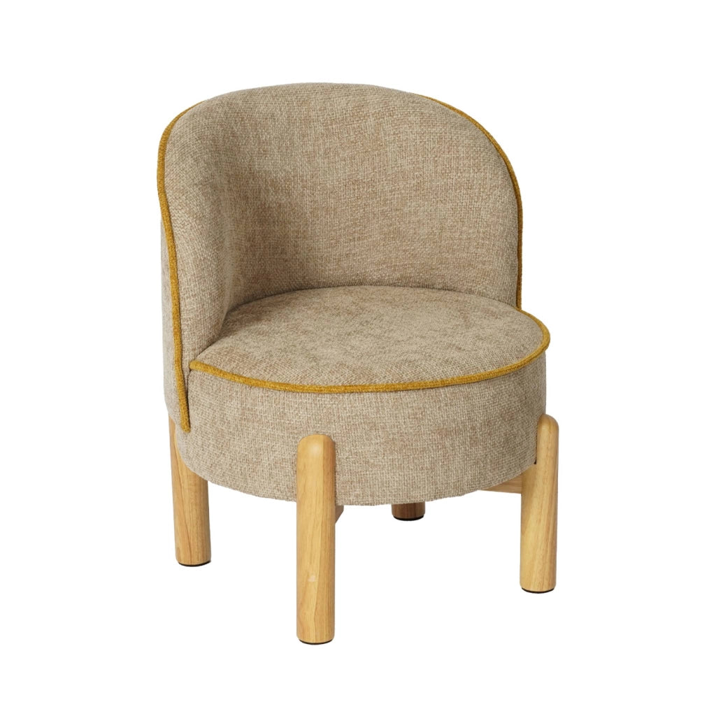 Poltrona vintage per bambini in legno di gomma e tessuto ciniglia,