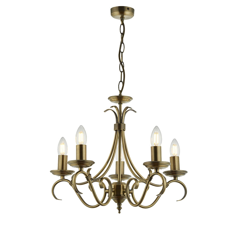 Lampadario Bernice Endon ottone antico 5xE14 dimmerabile