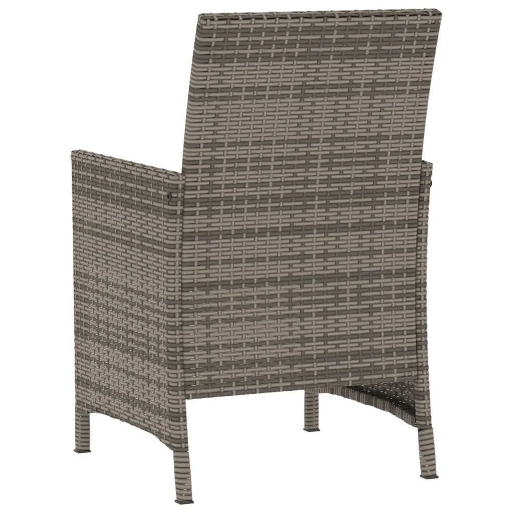 Set da Bistr¨° 3 pz | Set Salotto da Giardino con Cuscini Grigio in Polyrattan
