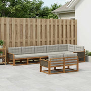 Set di divani da esterno 8 pcs Naturale e Grigio chiaro 3382659