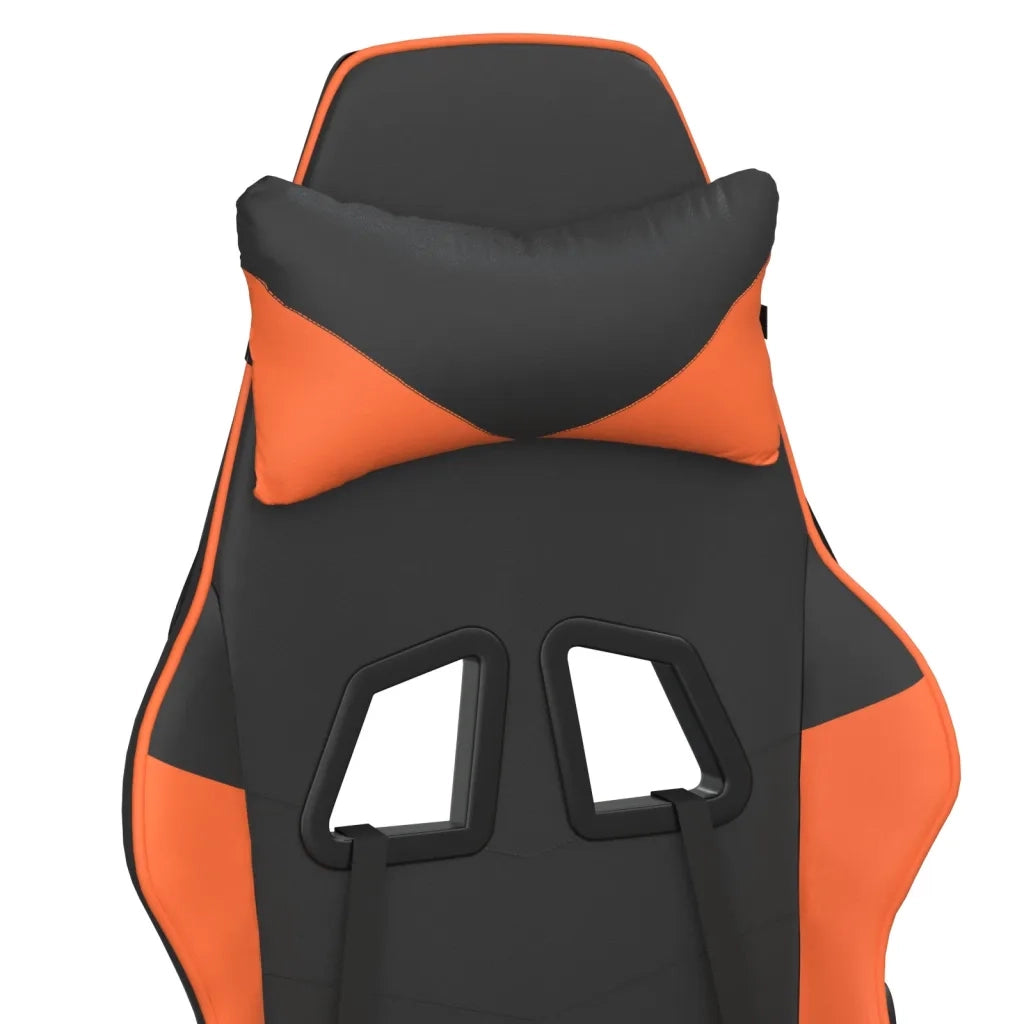 Sedia da Gaming | Sedia da e-sports Massaggiante Nero e Arancione in Similpelle