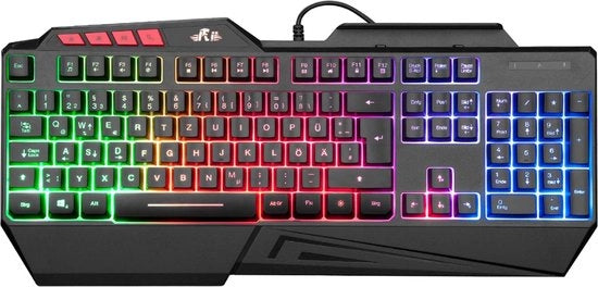 Tastiera da Gioco - Illuminazione RGB di Sfondo - Supporto Ergonomico per Mano - Progettata per i Giocatori PC
