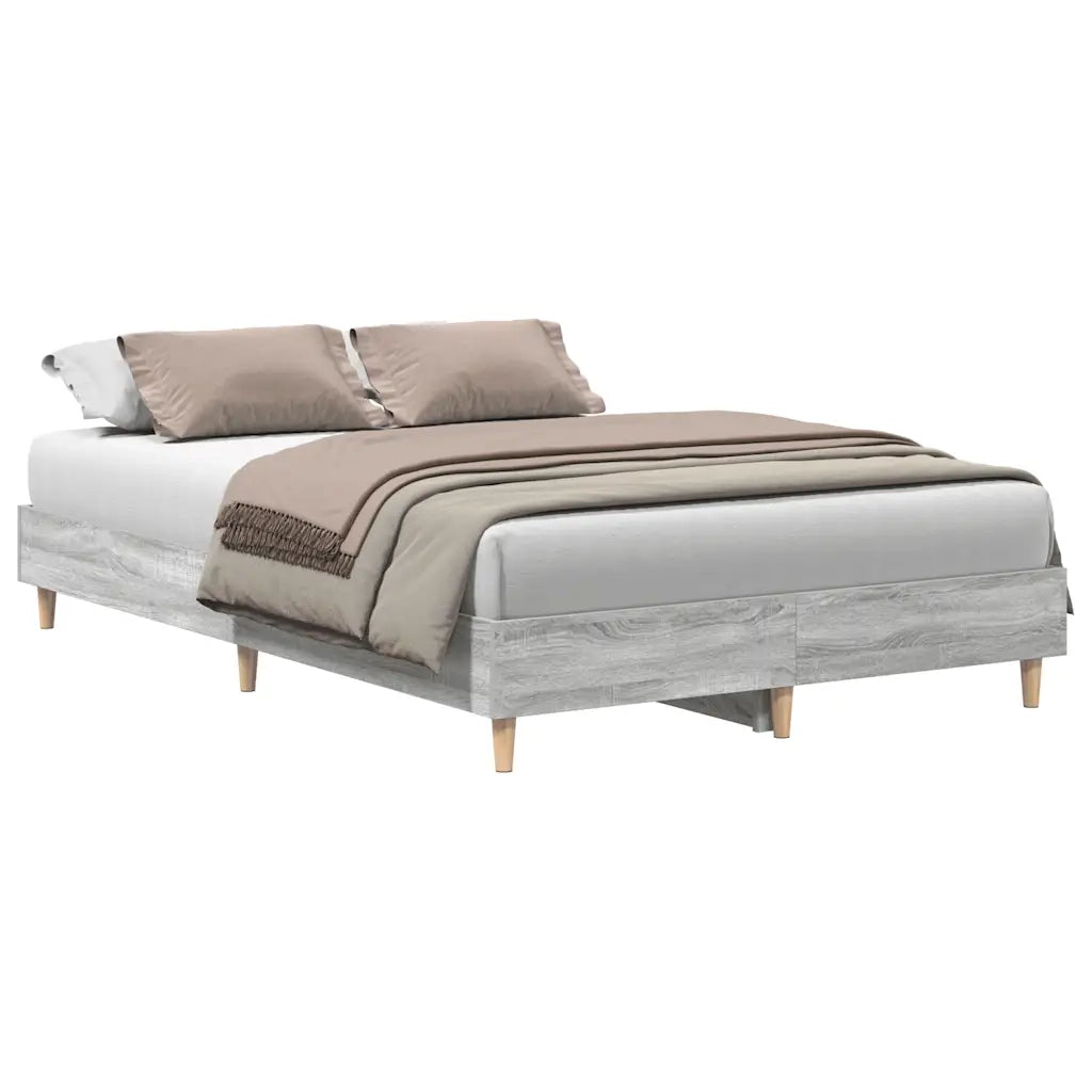Letto matrimoniale | Letto per adulti | Giroletto senza Materasso Grigio Sonoma 135x190cm in Truciolato