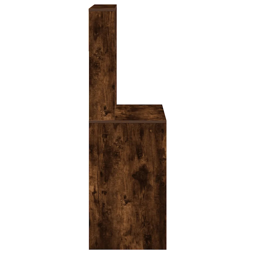 Scrivania | Tavolo da Ufficio Mensole Rovere Fumo 100x45x140 cm Legno Multistrato