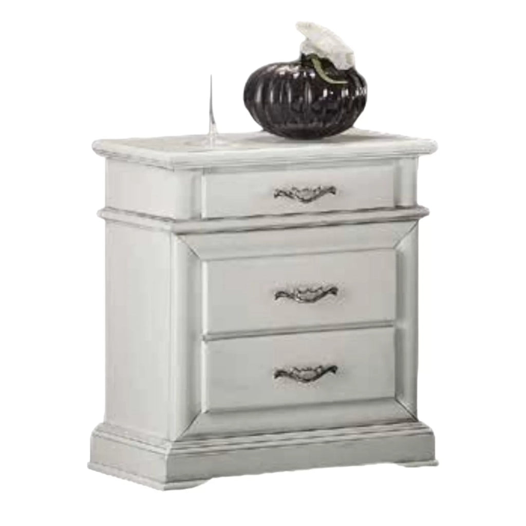 Comodino 3 cassetti laccato bianco l.57 p.38 h.66 - Mobili 2G