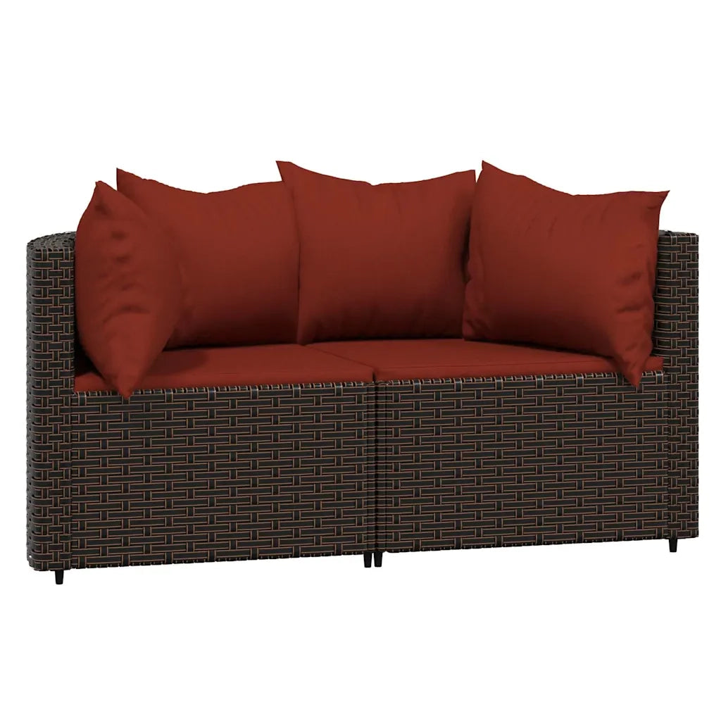 Set Mobili da Giardino 3 pz con Cuscini in Polyrattan Marrone 319823