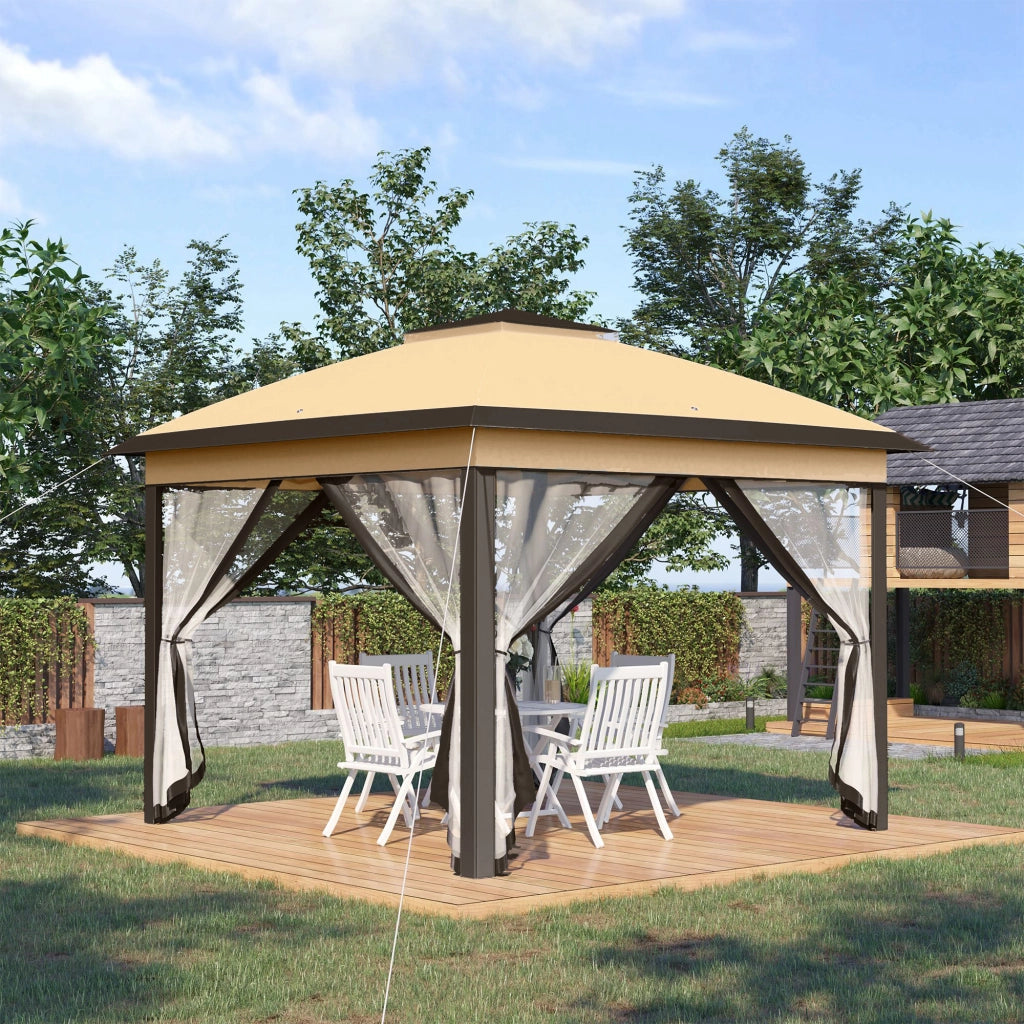 Gazebo Pieghevole con Zanzariera 3.3x3.3m ¨C Xylo ¨C Beige con Borsa