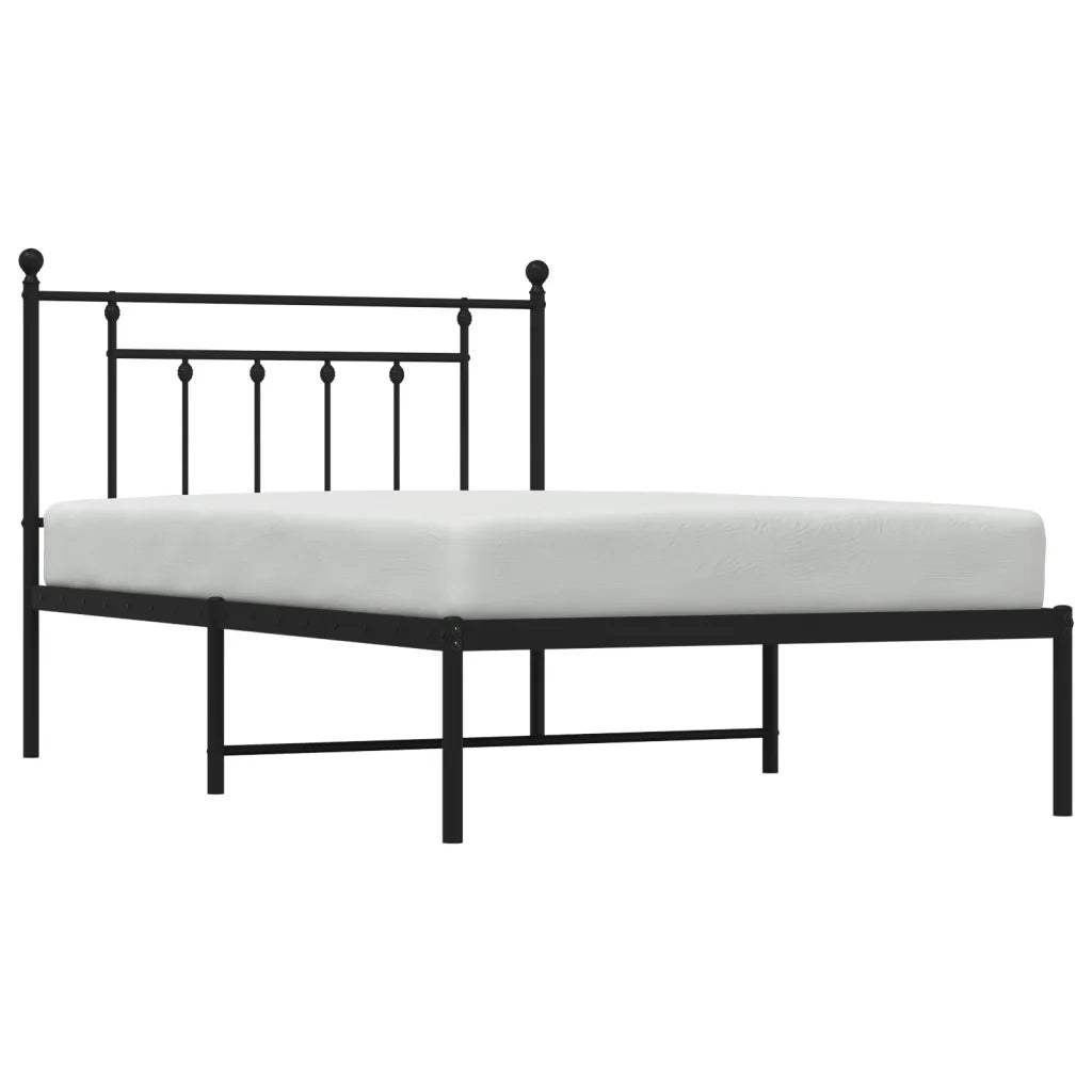 Letto singolo | Letto per adulti | Giroletto con Testiera in Metallo Nero 107x203 cm