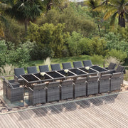 Set da Pranzo per Giardino 19 pz con Cuscini Polyrattan Grigio 3095645