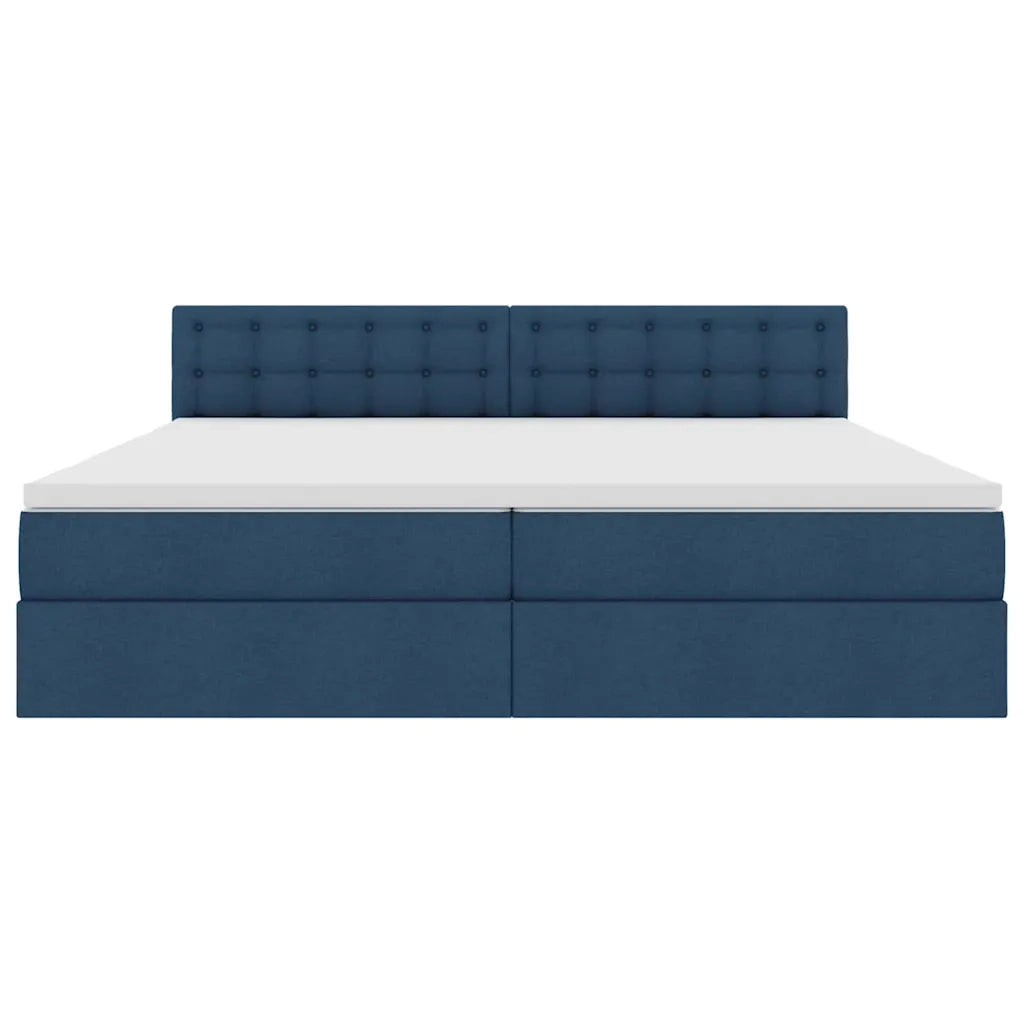Letto con contenitore e materasso con testiera Blu 200 x 200 cm 3370661
