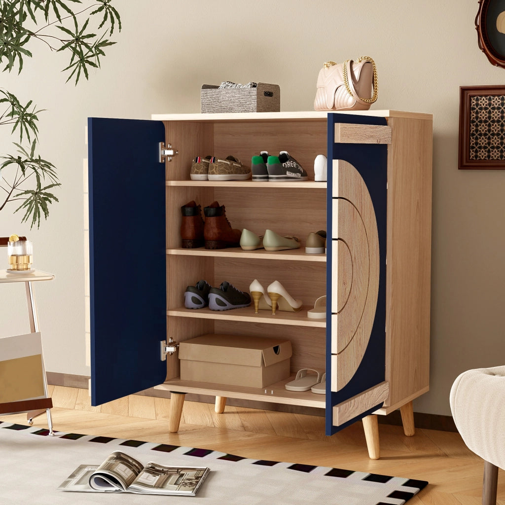 Scarpiera con Ante Geometriche e Ripiani ¨C Xylo ¨C Legno, Multilivello