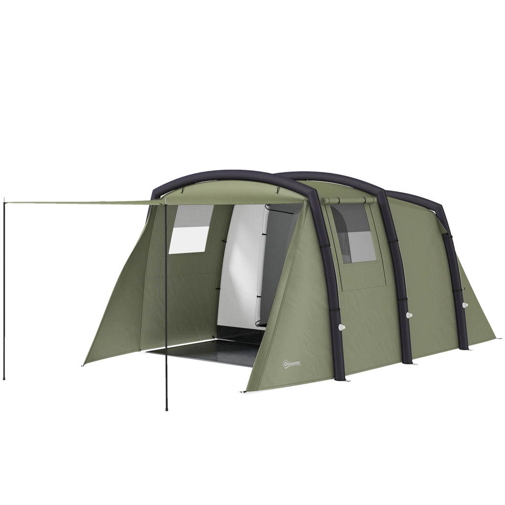 Tenda da Campeggio Tunnel Gonfiabile 3-6 Persone ¨C Xylo ¨C Con Veranda Finestre a Rete Verde Oliva