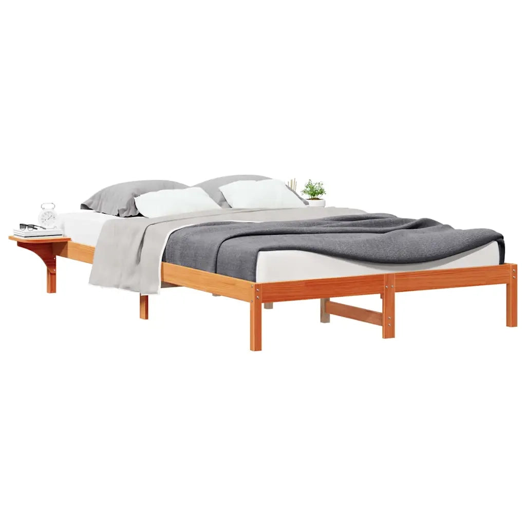 Letto con Tavolini Laterali Marrone cerato 140 x 220 cm 873249