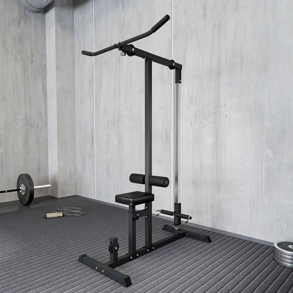 Stazione Fitness Pull Down con Panca e Cavo Regolabile ¨C zephmum ¨C Acciaio Nero 107x120x190cm