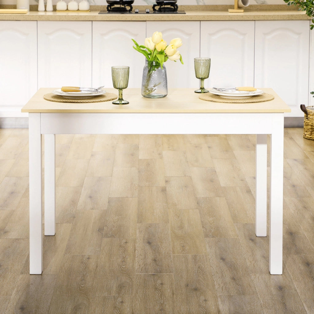 Tavolo da Pranzo 4-6 Persone 119x70x75cm Bianco e Legno