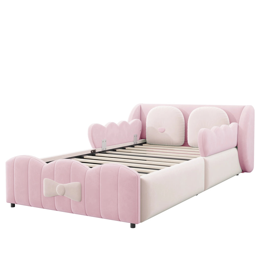 letto per bambini velluto rosa 90 x 200 cm