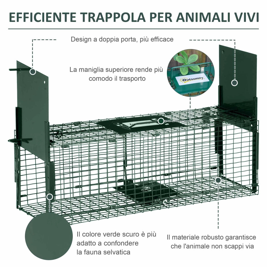 Trappola per Animali Vivi ¨C Minimal ¨C Verde Scuro 60x18x20cm