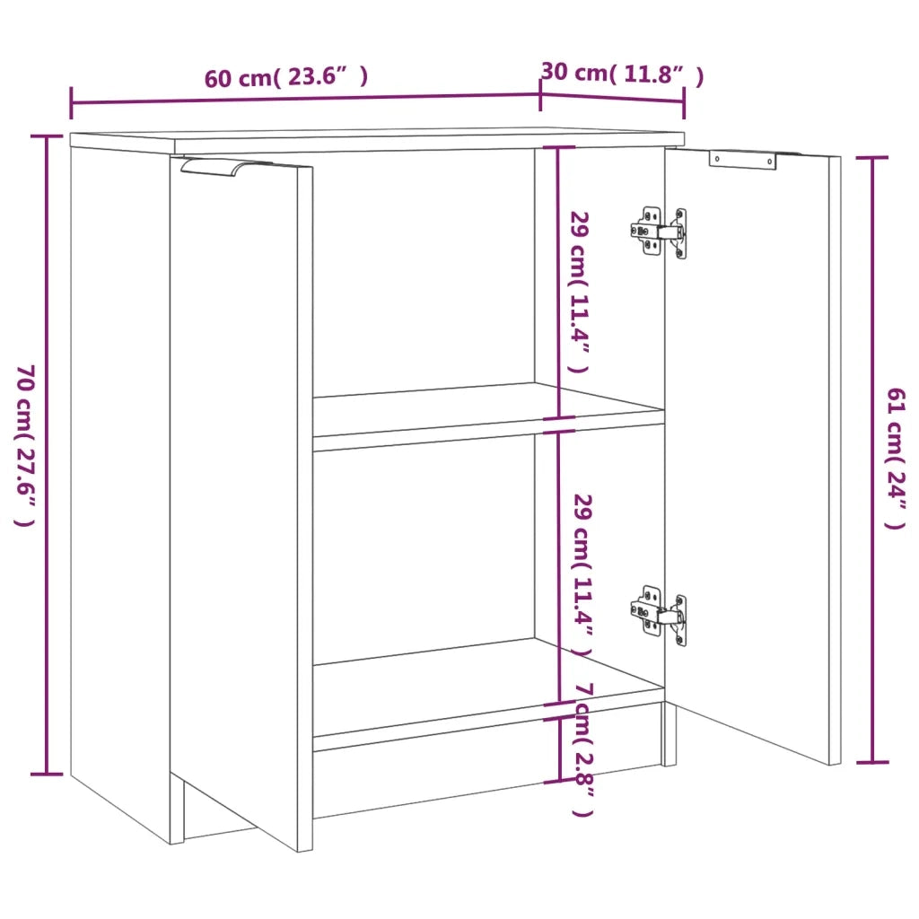 Credenze 2 pz Rovere Sonoma 60x30x70 cm in Legno Multistrato 3115774