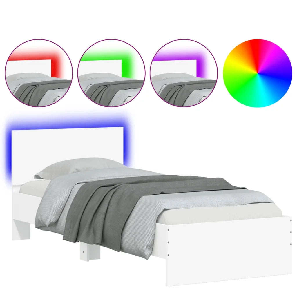Giroletto con Testiera e LED Bianco 90x200 cm 838806