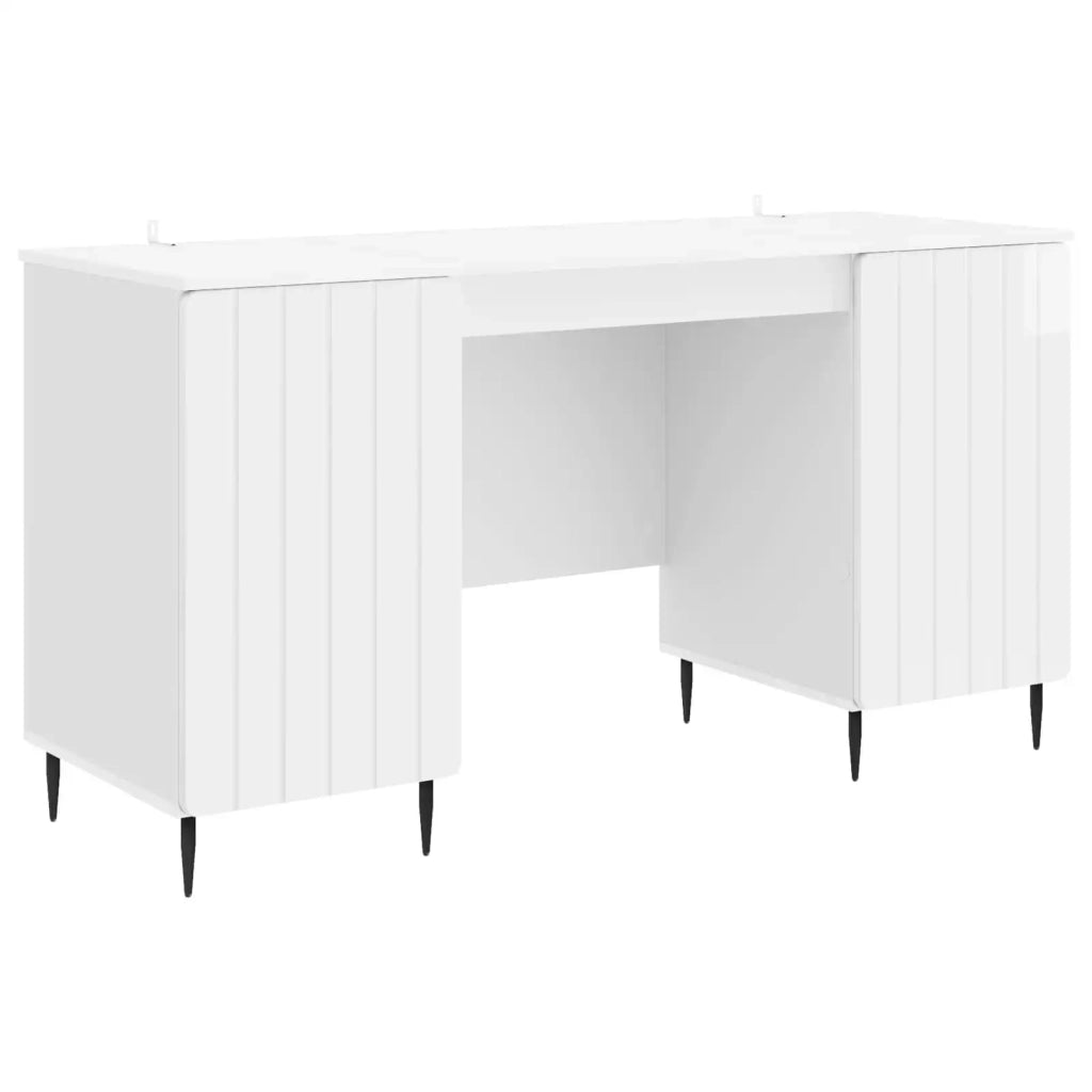Scrivania | Tavolo da Ufficio Bianco Lucido 142,5 x 50 x 75 cm Legno ingegnerizzato