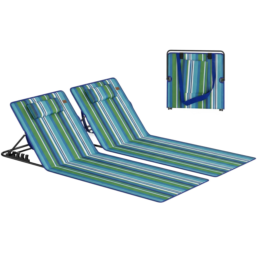 Set 2 Lettini da Spiaggia Pieghevoli con Cuscini e Borsa ¨C Minimal ¨C Grigio