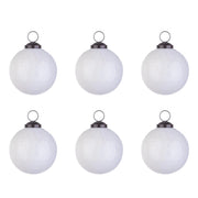 Palline di Natale in Vetro Bianco Lucido con Crepe Brill